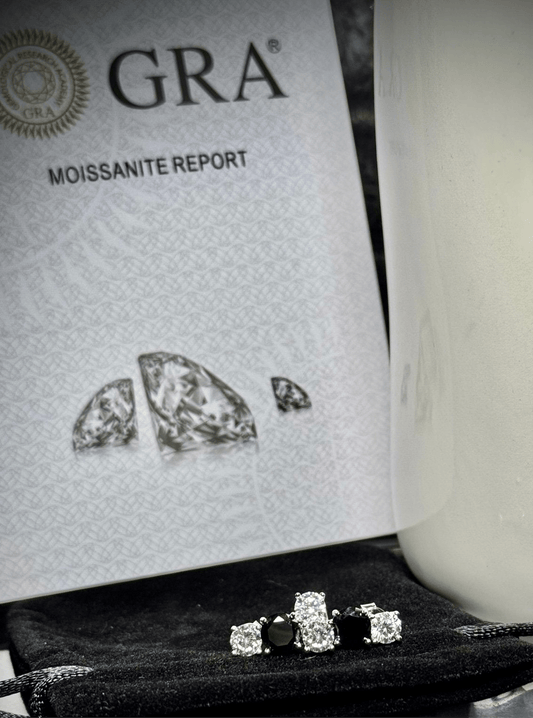 Classic Earrings in Clear or Black Moissanite - J.Resilience