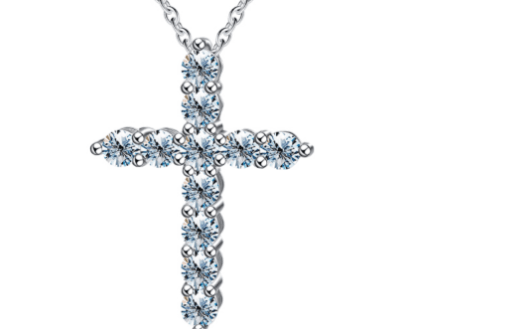 Cross Pendant Necklace - Brilliant Cut Moissanite - J.Resilience