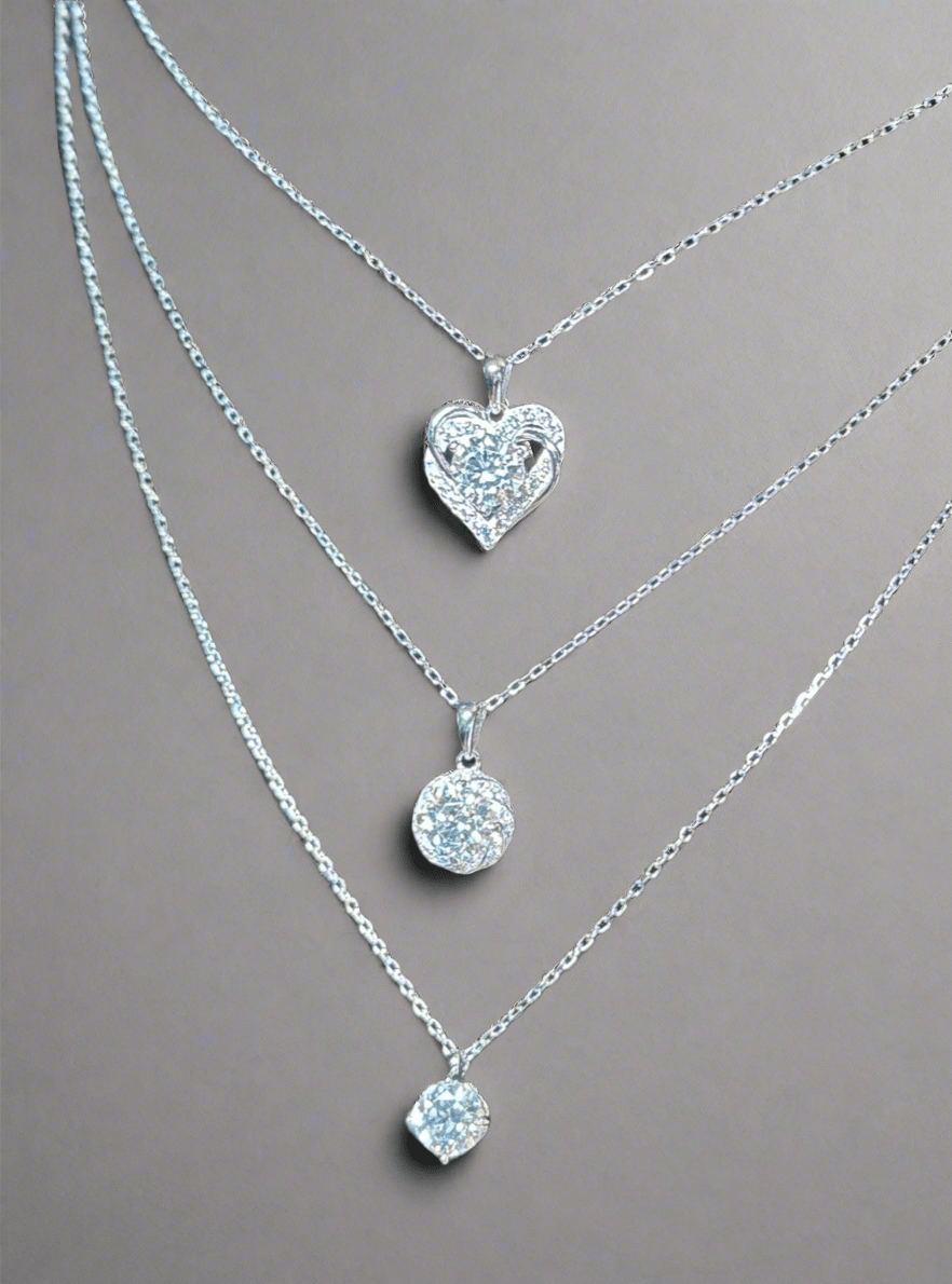 Necklaces - 1 Carat, VVS Center Stone in Rondure, Entangled Hearts, or Solitaire - J.Resilience