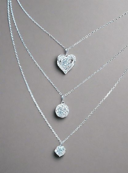 Necklaces - 1 Carat, VVS Center Stone in Rondure, Entangled Hearts, or Solitaire - J.Resilience