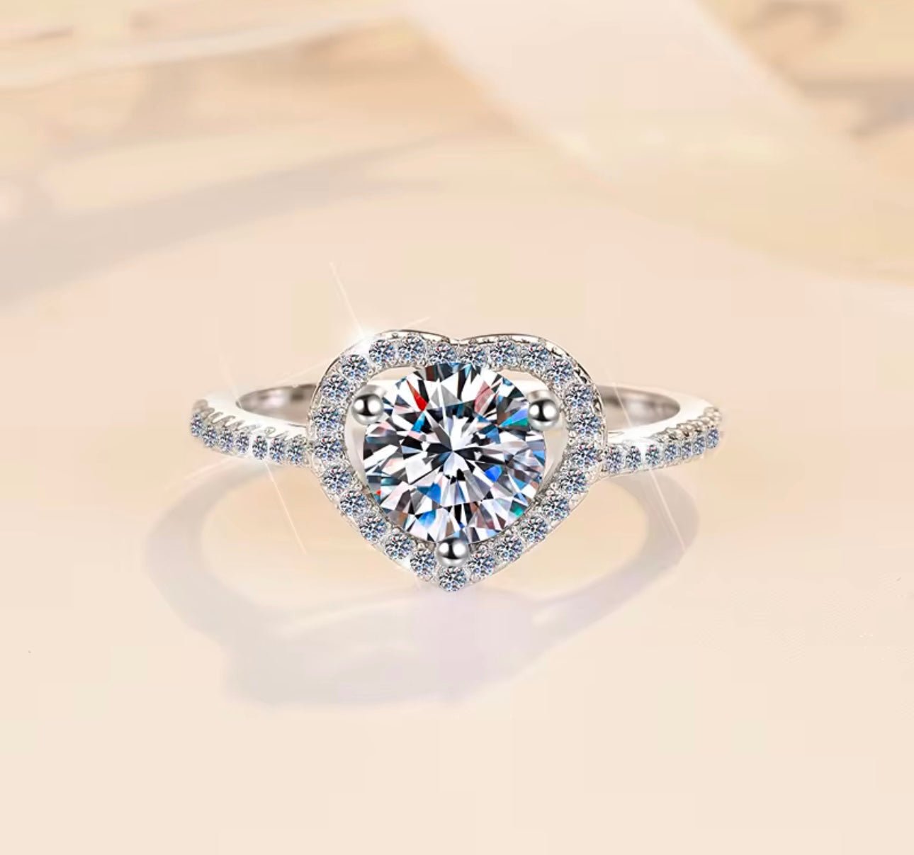 Romance Heart 18K White Gold Plated, 1 Carat Ring - J.Resilience
