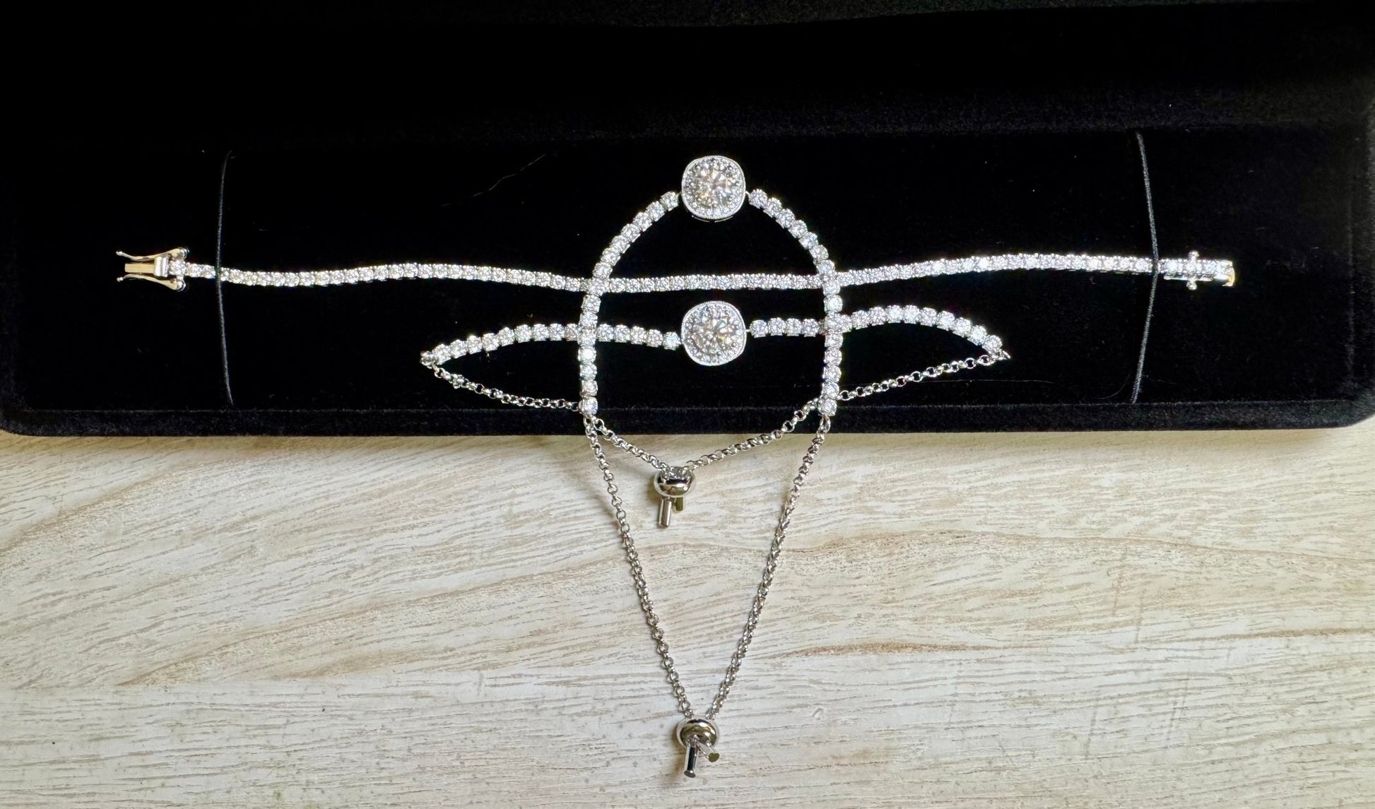 Constellation Moissanite GRA Certified Bracelet, 1ct Round Brilliant Cut, Partial Eternity Band, 925 Sterling Silver, adjustable drawstring - J.Resilience