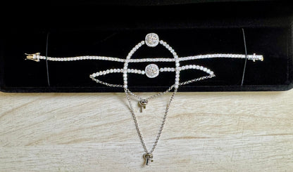Constellation Moissanite GRA Certified Bracelet, 1ct Round Brilliant Cut, Partial Eternity Band, 925 Sterling Silver, adjustable drawstring - J.Resilience