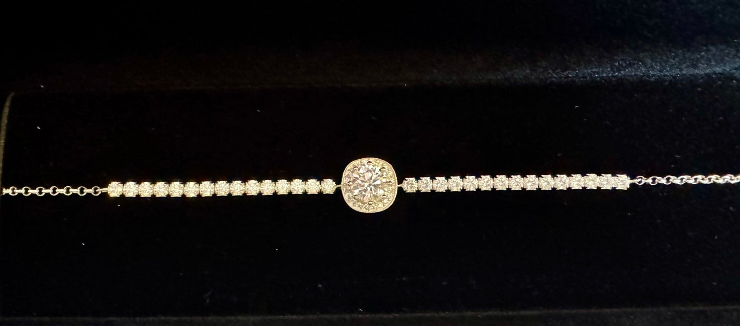 Constellation Moissanite GRA Certified Bracelet, 1ct Round Brilliant Cut, Partial Eternity Band, 925 Sterling Silver, adjustable drawstring - J.Resilience