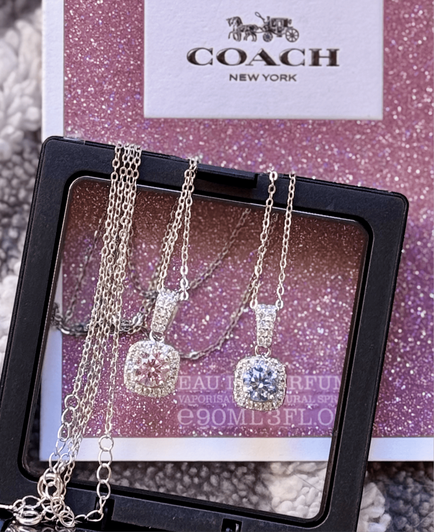 Cotton Candy Pink and Icy Ocean Blue Moissanite 1ct Center Stone Necklaces - J.Resilience