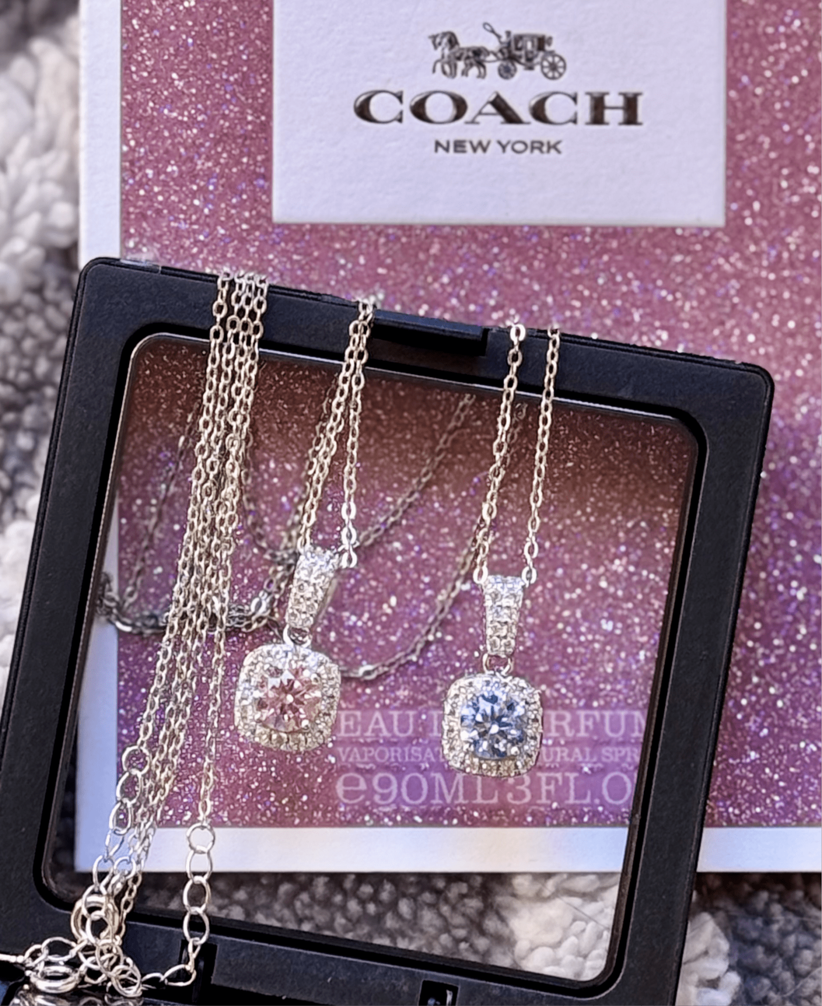 Cotton Candy Pink and Icy Ocean Blue Moissanite 1ct Center Stone Necklaces - J.Resilience