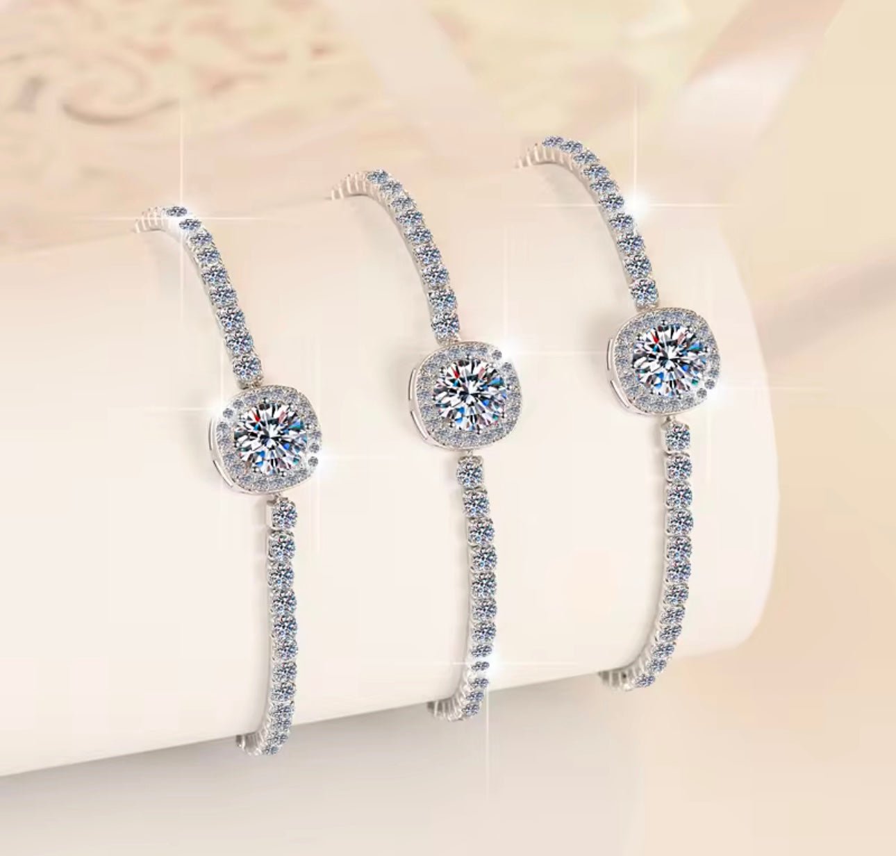 Constellation Moissanite GRA Certified Bracelet, 1ct Round Brilliant Cut, Partial Eternity Band, 925 Sterling Silver, adjustable drawstring - J.Resilience