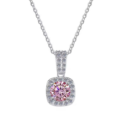 Cotton Candy Pink and Icy Ocean Blue Moissanite 1ct Center Stone Necklaces - J.Resilience