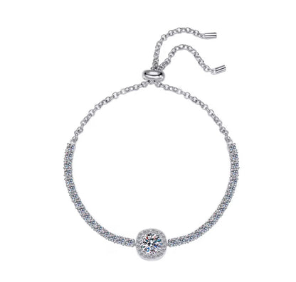 Constellation Moissanite GRA Certified Bracelet, 1ct Round Brilliant Cut, Partial Eternity Band, 925 Sterling Silver, adjustable drawstring - J.Resilience
