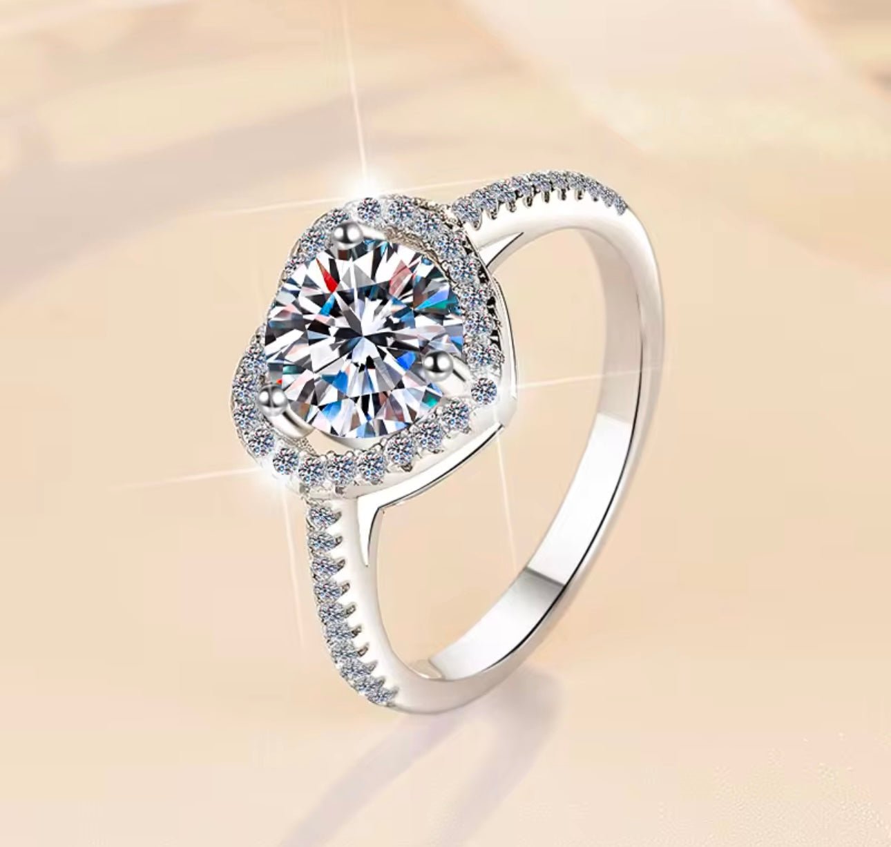Romance Heart 18K White Gold Plated, 1 Carat Ring - J.Resilience
