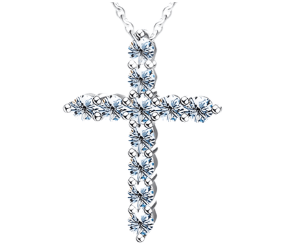 Cross Pendant Necklace - Brilliant Cut Moissanite - J.Resilience