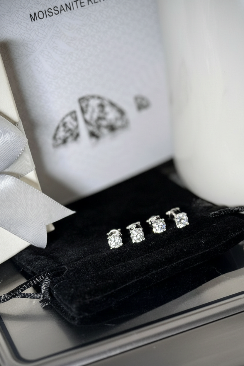 Classic Earrings in Clear or Black Moissanite - J.Resilience