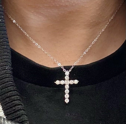 Cross Pendant Necklace - Brilliant Cut Moissanite - J.Resilience