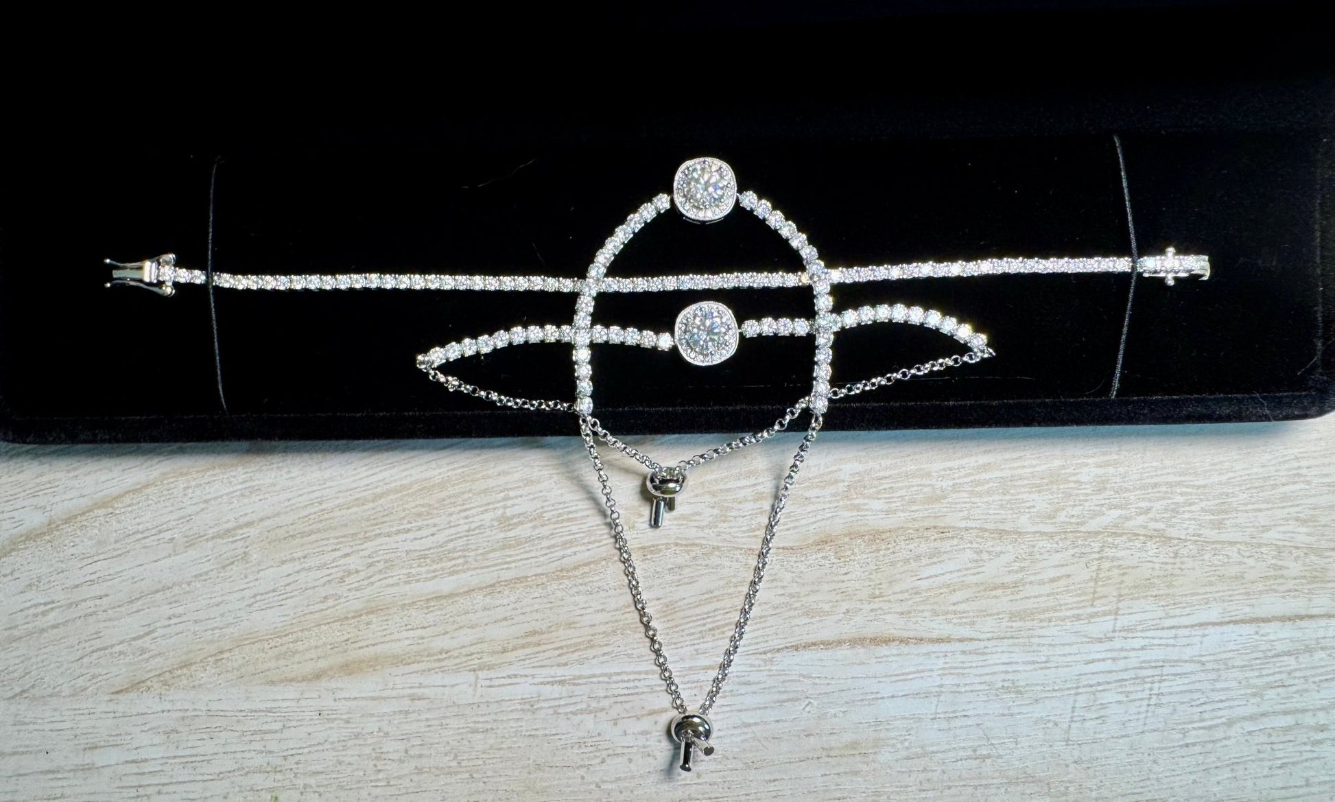 Constellation Moissanite GRA Certified Bracelet, 1ct Round Brilliant Cut, Partial Eternity Band, 925 Sterling Silver, adjustable drawstring - J.Resilience