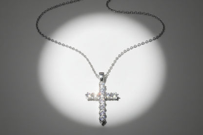 Cross Pendant Necklace - Brilliant Cut Moissanite